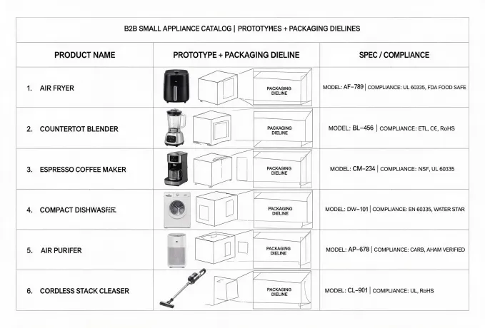Private label appliance catalog table